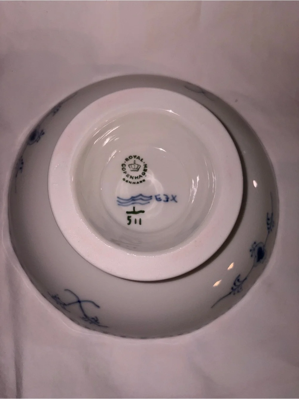 RARE Vintage Royal Copenhagen Blue Fluted Half Lace 511 Footed Compote Bowl dish